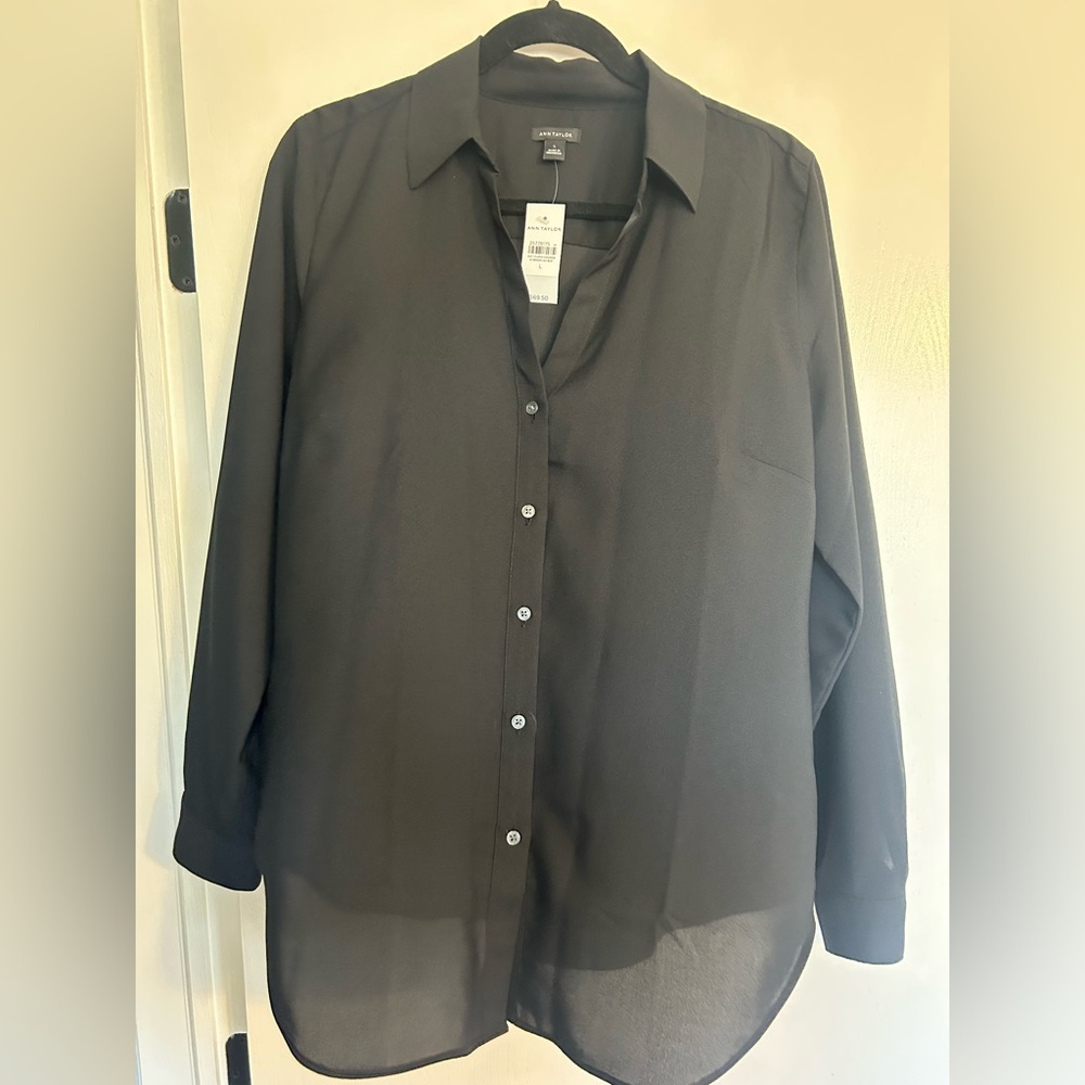 NWT Ann Taylor Black Blouse
